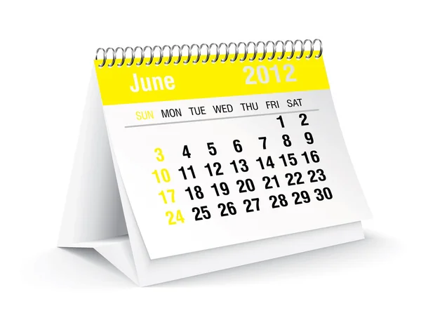 Junio 2012 calendario de escritorio — Vector de stock