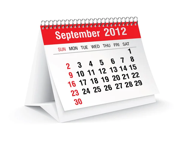 Календар столів вересня 2012 року — стоковий вектор