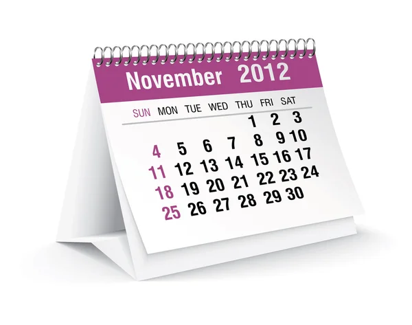 Ноябрь 2012 настольный календарь — стоковый вектор