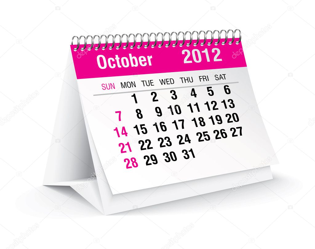 October 2012 desk calendar