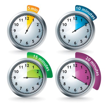 Set of timers on white clipart