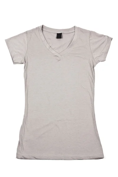 Womens grijs t-shirt Stockfoto
