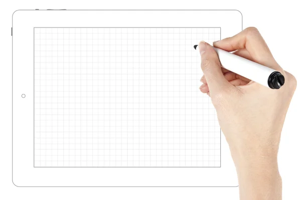 Sketching on digital tablet — Stock Photo, Image