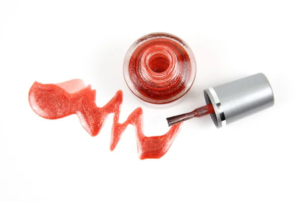 Red nailpolish with glitter — Stock Photo, Image