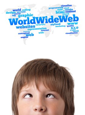 Genç baş Internet türü simgeleri seyir