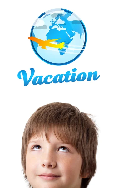 Jonge hoofd kijken naar vakantie type teken — Stockfoto