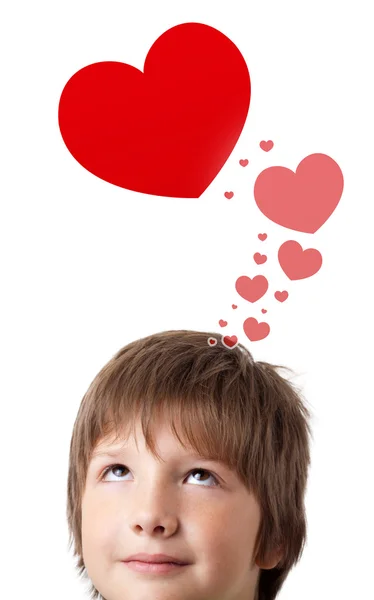 Jonge hoofd op zoek naar liefde soort-pictogrammen — Stockfoto