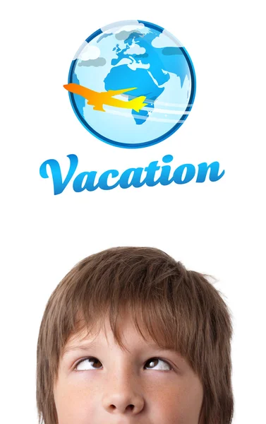 Jonge hoofd kijken naar vakantie type teken — Stockfoto