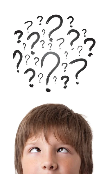 Young head looking at white marks — Stock Photo, Image