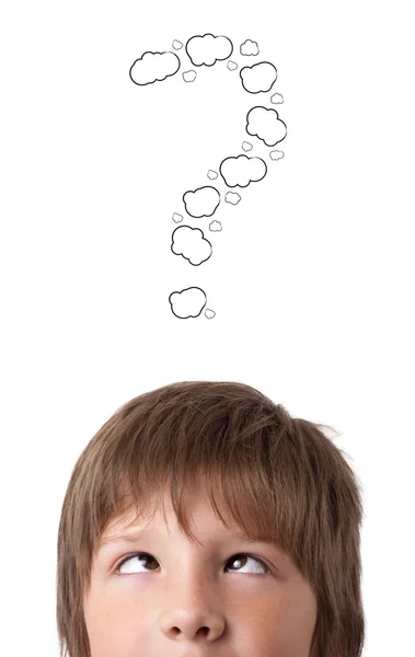 Młody głowę patrząc na białe znaki — Zdjęcie stockowe