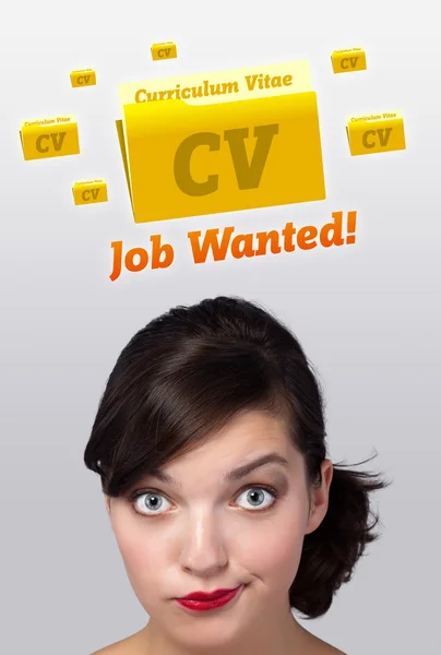 Młoda dziewczyna szuka pracy typu ikon — Zdjęcie stockowe