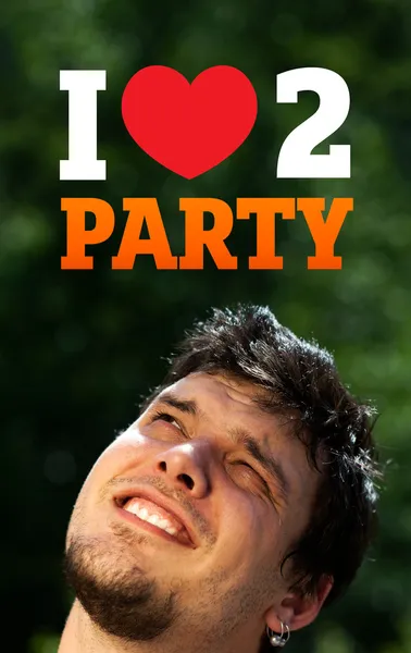 Young head looking at party signs — Stock Photo, Image