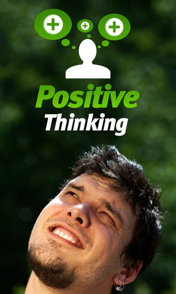 Молода голова дивиться на позитивні негативні ознаки — стокове фото