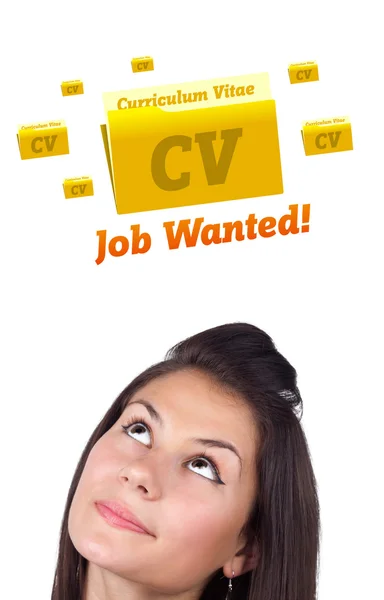 Młoda dziewczyna szuka pracy typu ikon — Zdjęcie stockowe