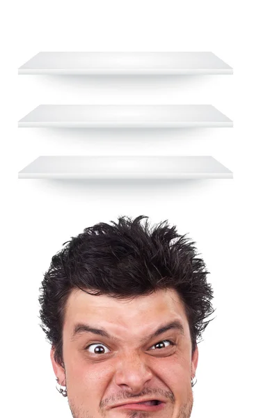 Young head looking at white copyspace — Stock Photo, Image