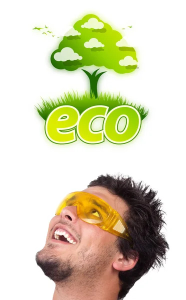 Mladé hlavy zavináč zelená eco — Stock fotografie