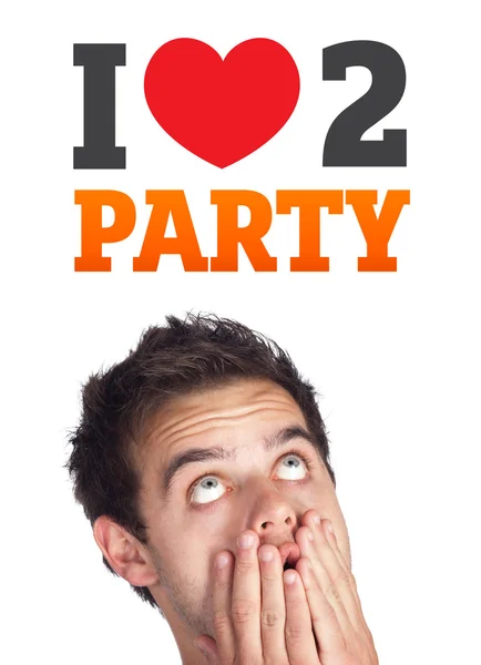 Young head looking at party signs — Stock Photo, Image