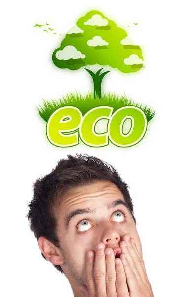 Mladé hlavy zavináč zelená eco — Stock fotografie