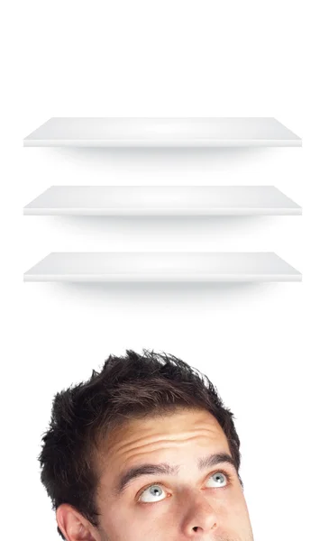 Young head looking at white copyspace — Stock Photo, Image