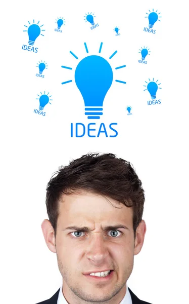 Young person looking at idea type of sign — Stock Photo, Image