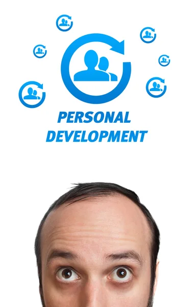 Young head looking at labor type of icons — Stock Photo, Image