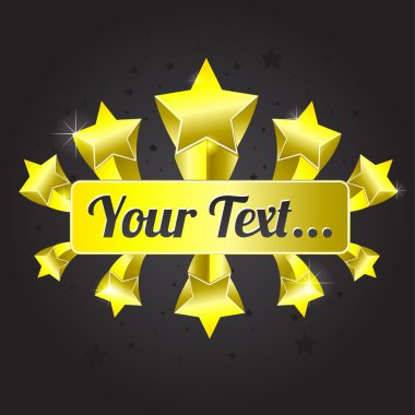 Gold color your text star banner clipart