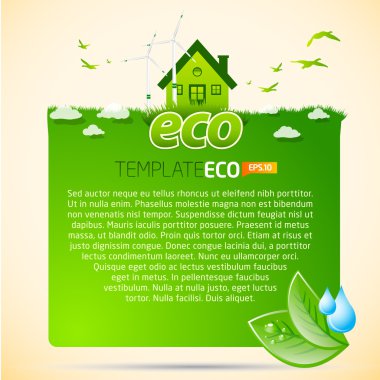 Green eco template with house icon clipart