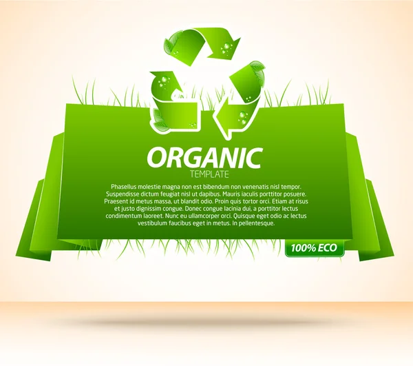 Green eco origami template with recycle sign — Stock Vector