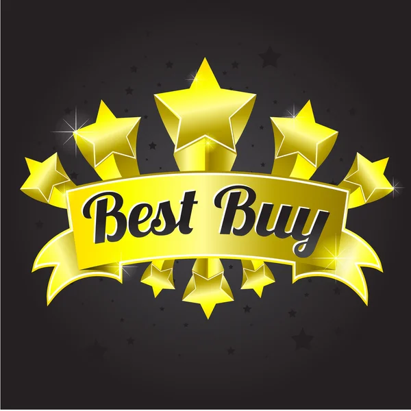 Best buy shiny golden sign with stars — Stock Vector