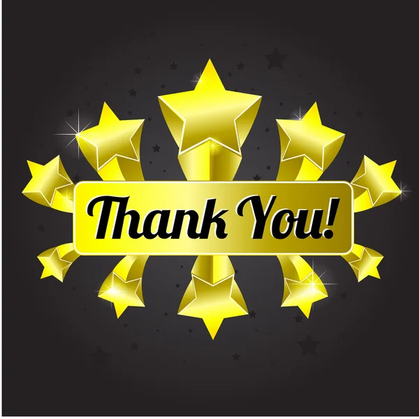 Thank you shiny golden sign with stars — Stock Vector