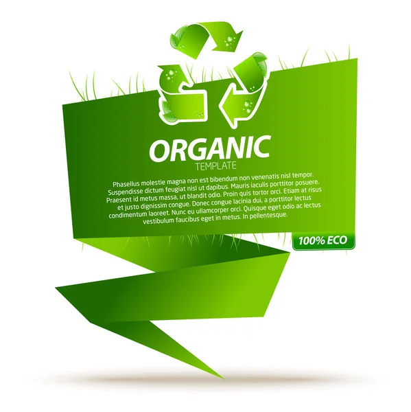 Recycle jel 2 zöld öko-origami sablonnal — Stock Vector