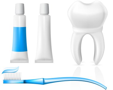 Tooth and dental hygiene equipment clipart