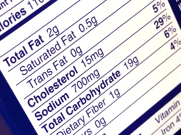 Nutritional label — Stock Photo, Image