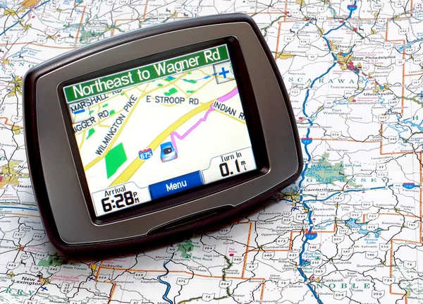 GPS на карті — стокове фото