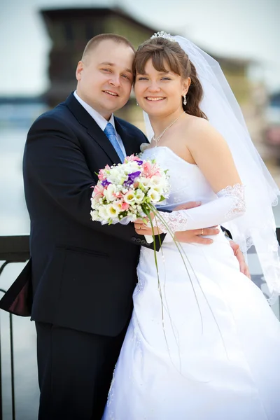 Ευτυχισμένη νύφη και τον γαμπρό — Φωτογραφία Αρχείου