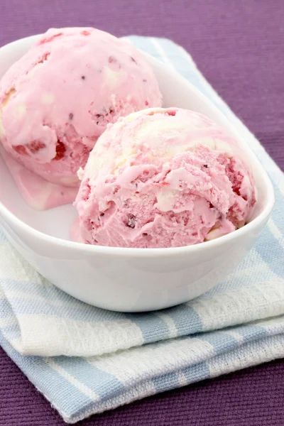 草莓和香草冰淇淋 — 图库照片