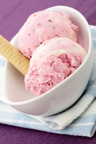 草莓和香草冰淇淋 — 图库照片