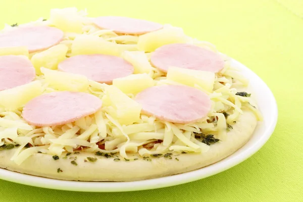 stock image Raw hawaiian pizza