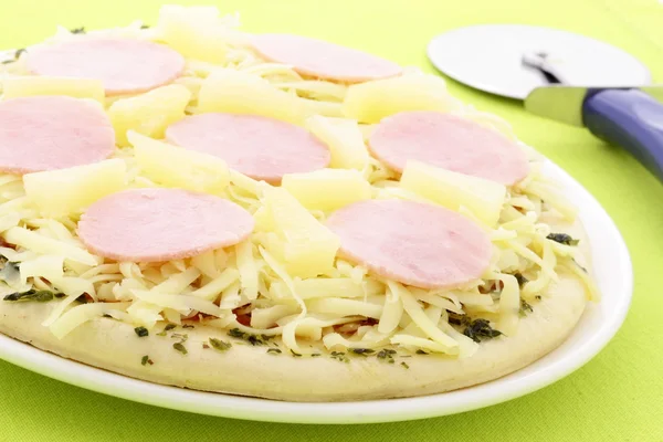 stock image Raw hawaiian pizza