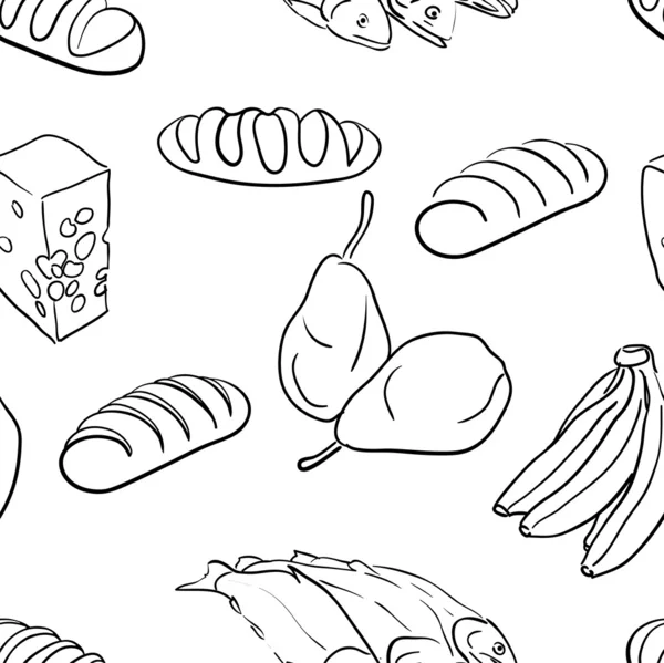 Bezešvé vzor ručně kreslenou potravin — Stock fotografie