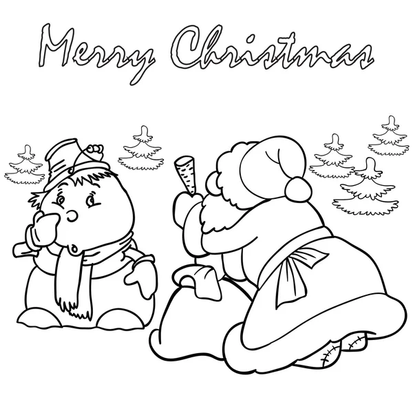 Papai Noel e boneco de neve — Fotografia de Stock