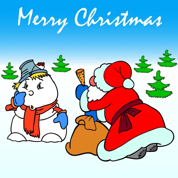 Noel Baba ve Kardan Adam — Stok fotoğraf
