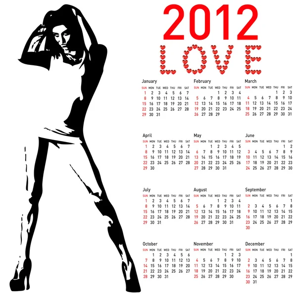 2012 calendar with fashion girl — Stock Photo, Image