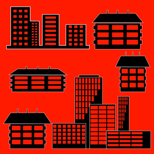 Different kind of houses and buildings Illustration — Stock fotografie