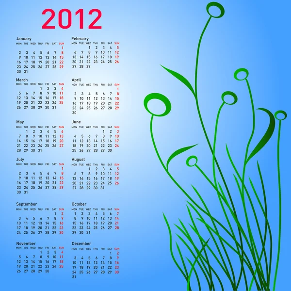 Snygg kalender med blommor för 2012. — Stockfoto