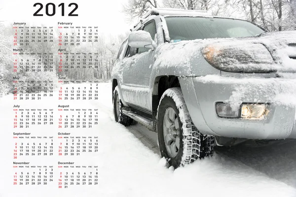 Stylish calendar with car for 2012. — Stock Photo, Image