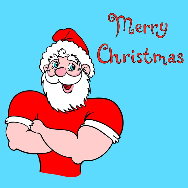Мышечный Санта Клаус с поднятой рукой жест . — стоковое фото