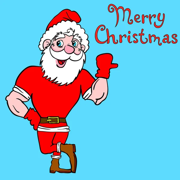 Мышечный Санта Клаус с поднятой рукой жест . — стоковое фото