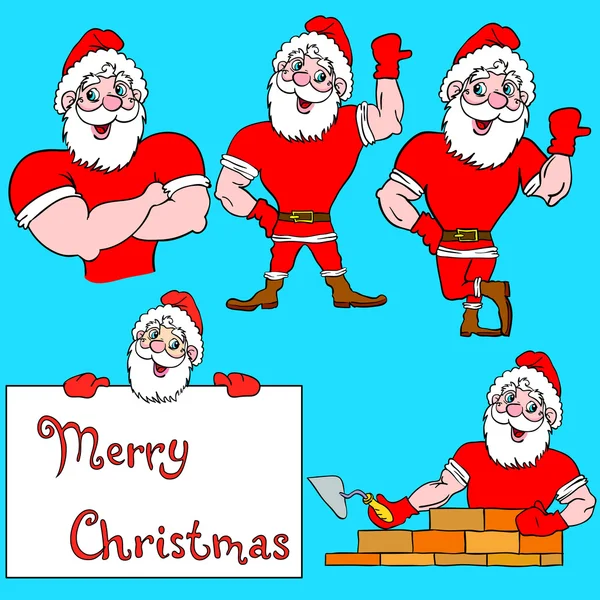 Um conjunto de imagens muscular Papai Noel — Fotografia de Stock