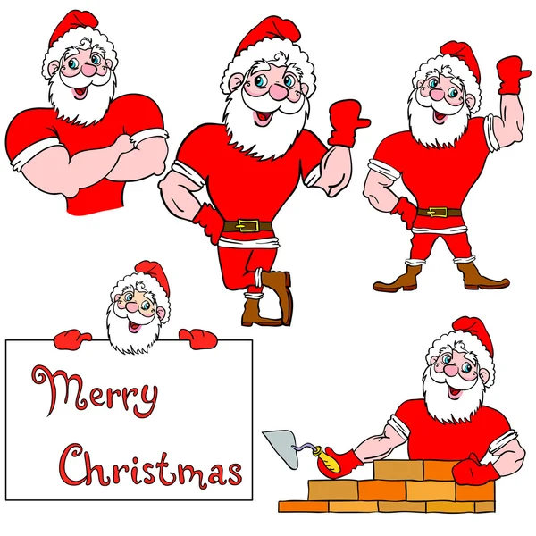 A set of pictures muscular Santa Claus — Stock Photo, Image